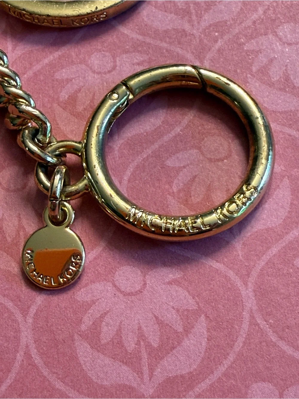 Michael Kors Gold-Tone 'S' Crystal Disc Keychain